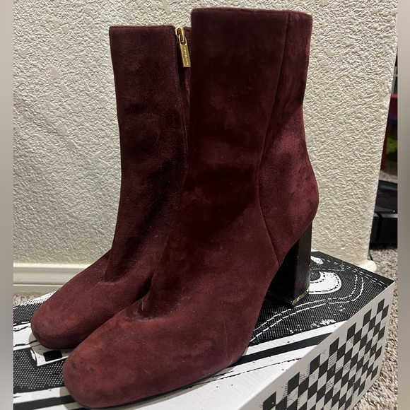 Michael Kors Burgundy Heeled Snake Boots - Picture 2 of 6